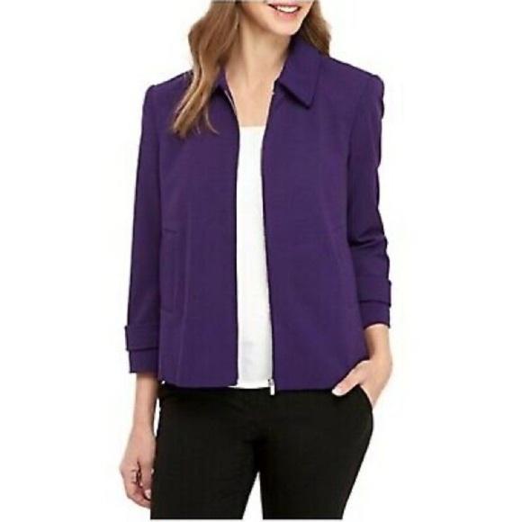 Norton McNaughton Wool Zip Pea Winter Warm Coat Jacket Purple Large XL 12 - Picture 1 of 6
